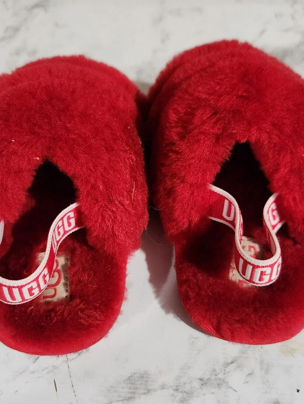 UGG Australia Toddlers Fluff Yeah Slippers Slides Red Size 4